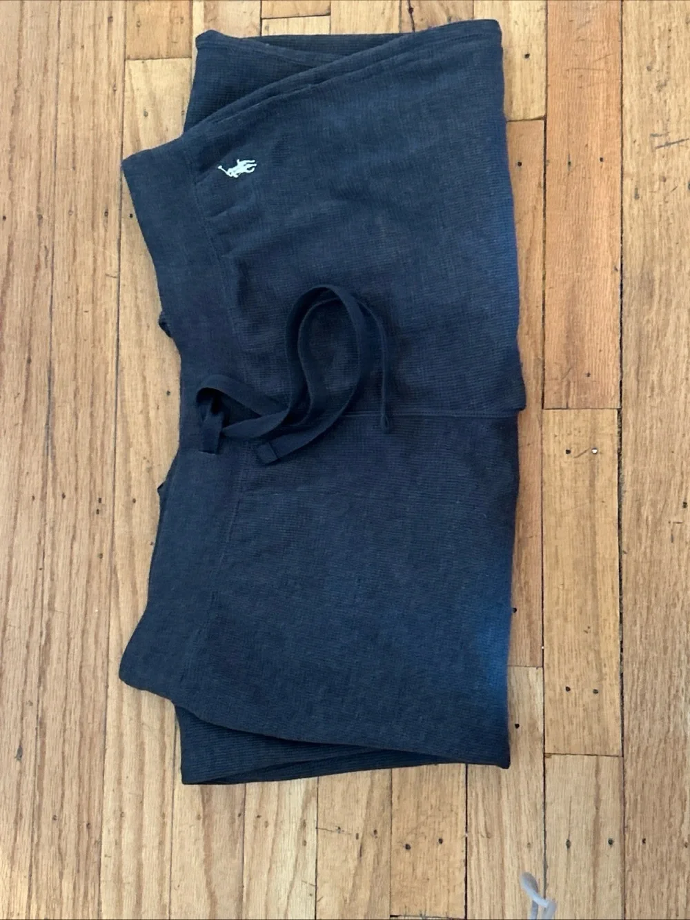 POLO RALPH LAUREN Men's Waffle Knit Lounge Jogger Pants in Gray Large Drawstring